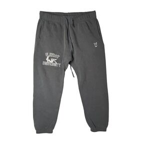 Playboy University PacSun Mens Large Charcoal Gray Fleece Jogger‎ Sweatpants